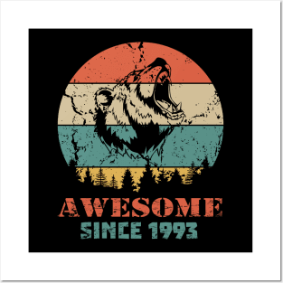 Awesome Since 1993 Year Old School Style Gift Women Men Kid Posters and Art